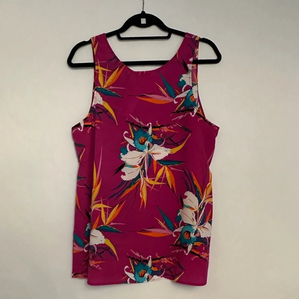 NEW Dalia V-Neck Floral Tropical Sleeveless Camisole Tank Women’s Size Large - Picture 2 of 6